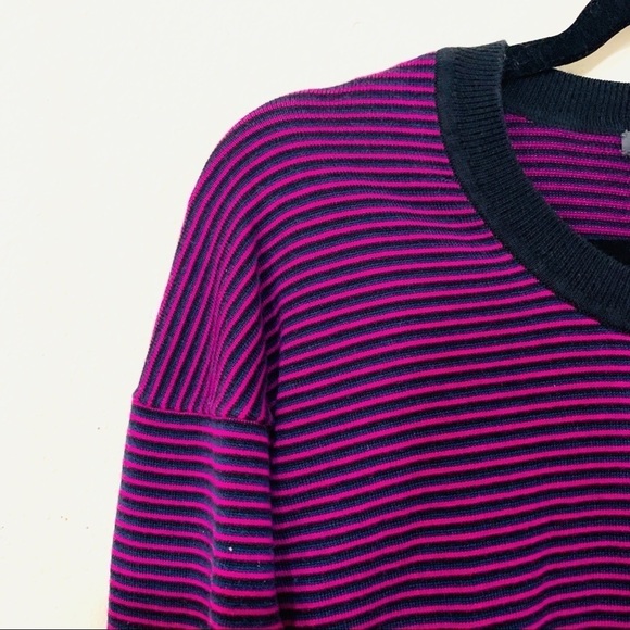 ARMANI EXCHANGE knit purple stripe long sleeve sweater women’s size S - Picture 4 of 5